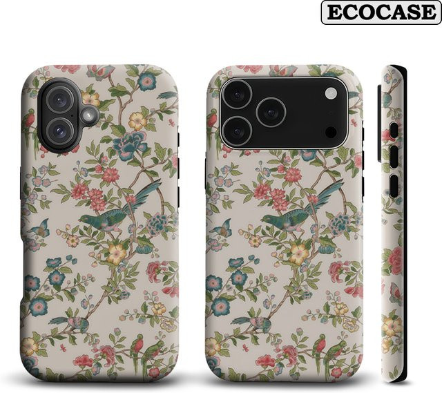 Handyhülle Floral and Bird Paradise für iPhone 17 16 15 14 13 12 11 Pro Max Plus mit doppelschichtiger Rückseite in Multicolour - Bild 1