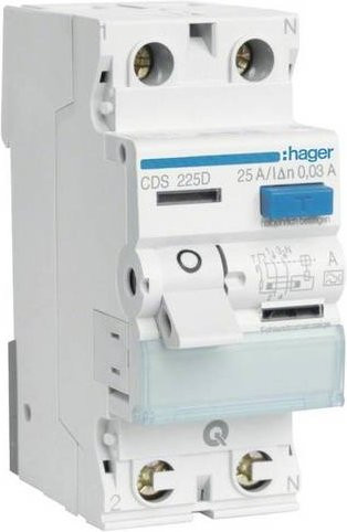 Hager FI-Schutzschalter CDS225D RCD 2-polig 25 A 0,03 A 230 V in Blau und Weiß - Bild 1