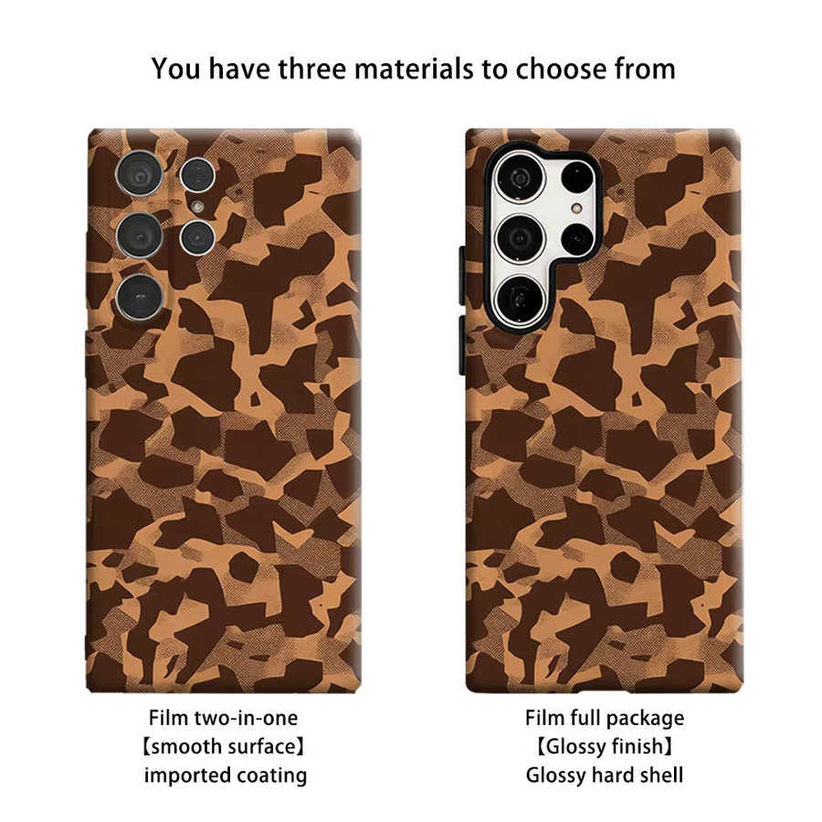Stoßfeste Doppelschicht Handyhülle mit Tarnmuster in Braun für Samsung Galaxy S26 S25 S24 S23 Ultra Plus - Bild 2