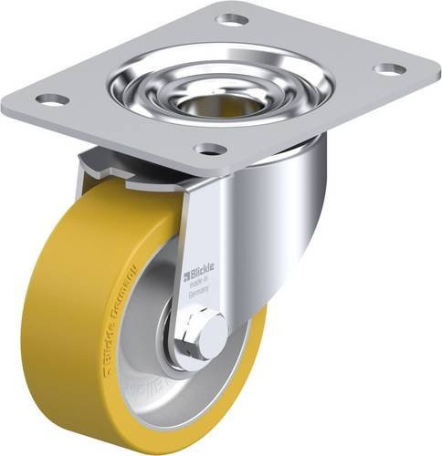 Blickle Lenkrolle LK-ALTH 100K-3 in Silber und Gelb mit 100 mm Rad-Durchmesser und 350 kg Tragfähigkeit - Bild 1