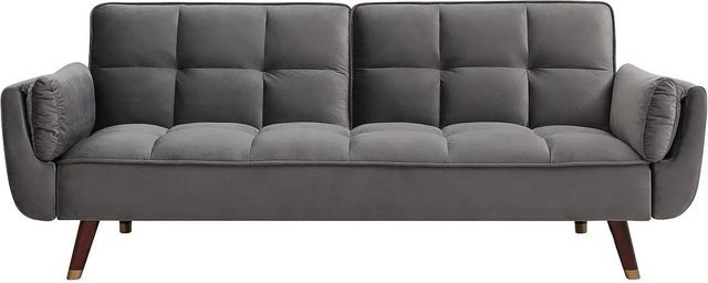 Vente-unique Schlafsofa Gulcan in Grau mit Samtbezug und Armlehnen - Bild 1
