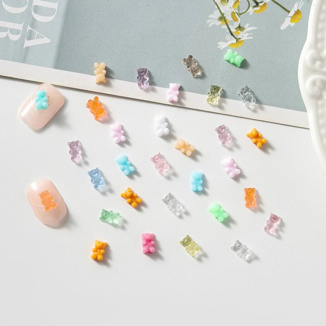 Rhstoe Nail Art Charms, 100 Stück, Teddybär, Glänzend, Unisex - Bild 1