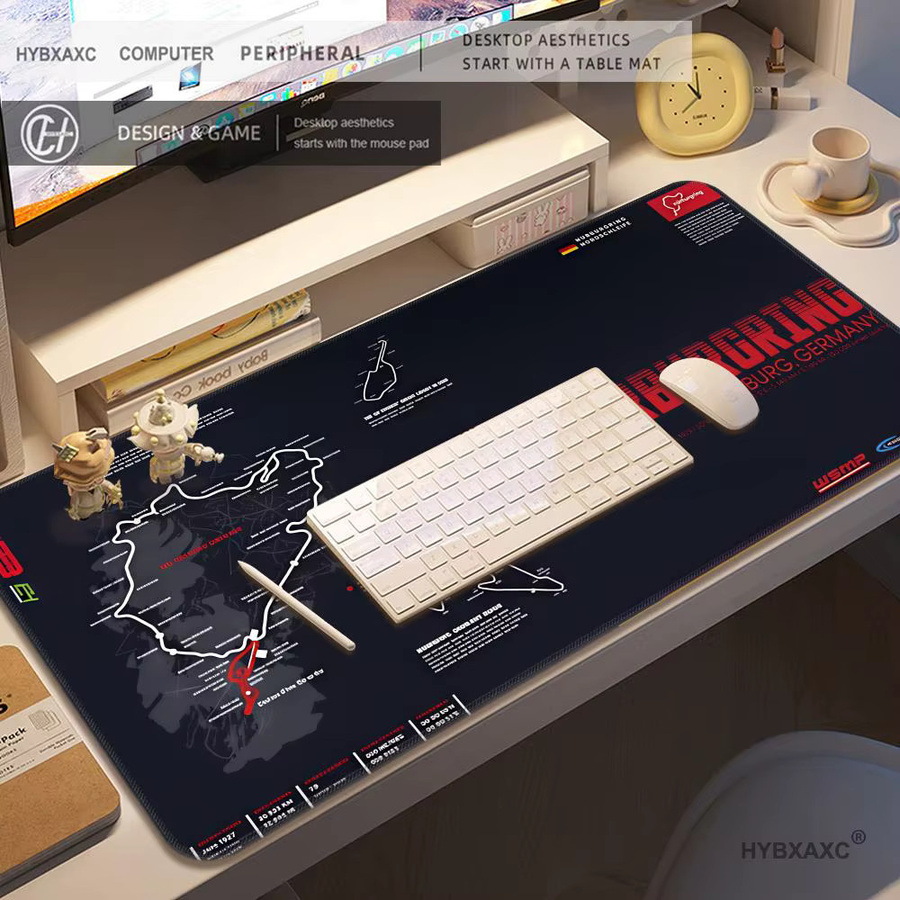 HYBXAXC Nürburgring Nordschleife Leder-Mauspad in Schwarz, rutschfeste Gaming-Tischmatte für Computer und Tastatur - Bild 2
