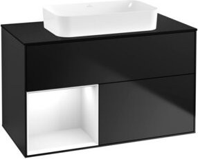 V&B Waschtischunterschrank Finion mit Wandbeleuchtung in Weiß lackiert, Breite: 100 cm, Tiefe: 60,3 cm - Bild 1