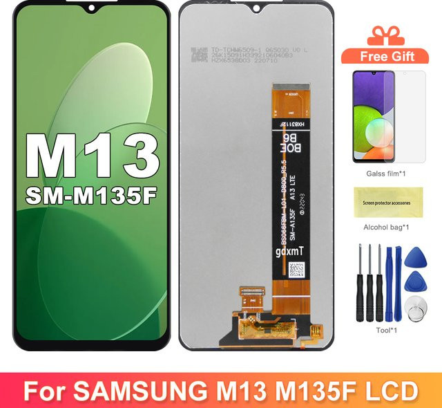 Samsung Galaxy M13 M135 AMOLED LCD Display mit Touchscreen Digitizer Montage und Rahmen in Schwarz für SM-M135F Ersatz - Bild 1