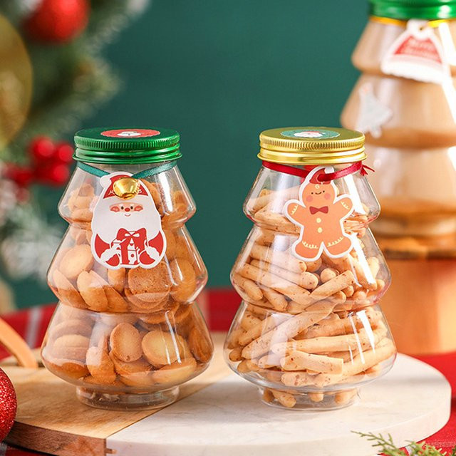 Transparentes Weihnachtsbaum-Glas für Süßigkeiten und Snacks als DIY-Geschenkverpackung, Höhe: 14,0 cm, Breite: 8,0 cm - Bild 1