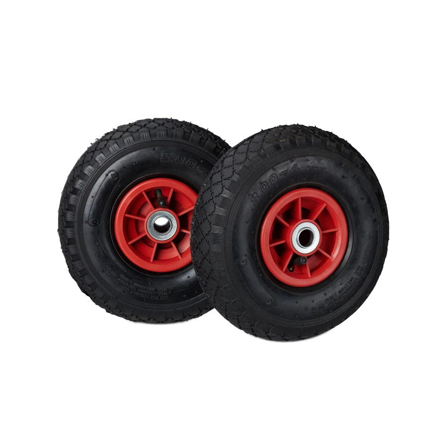 Relaxdays Sackkarrenräder 2er Set aus Gummi und Kunststoff in Schwarz und Rot, luftbereift, Durchmesser: 26 cm, Breite: 8,5 cm - Bild 2