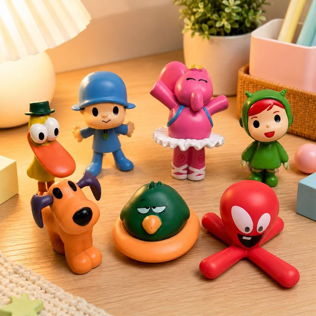 Bandai Pocoyo Tierfiguren, 7-teiliges Set, Puppen-Modell, Kunststoff - Bild 1