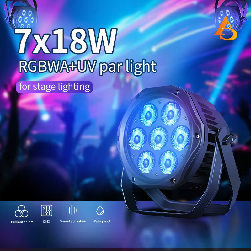 Wasserdichtes RGBWA UV 6 in 1 LED Par Licht IP65 Outdoor Bühnenlicht mit DMX Steuerung in Schwarz - Bild 4