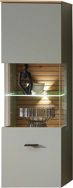 Premium Living Hängevitrine Memphis in Grün und Eiche mit Soft-Close-Türen und Glaseinsätzen, B/T/H: 124 x 36 x 40 cm - Bild 1