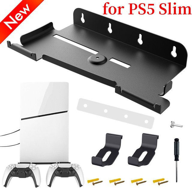 ANENG Wandhalterung für Playstation 5 Controller und Headset in Schwarz, platzsparende Regalhalterung für PS5 - Bild 1