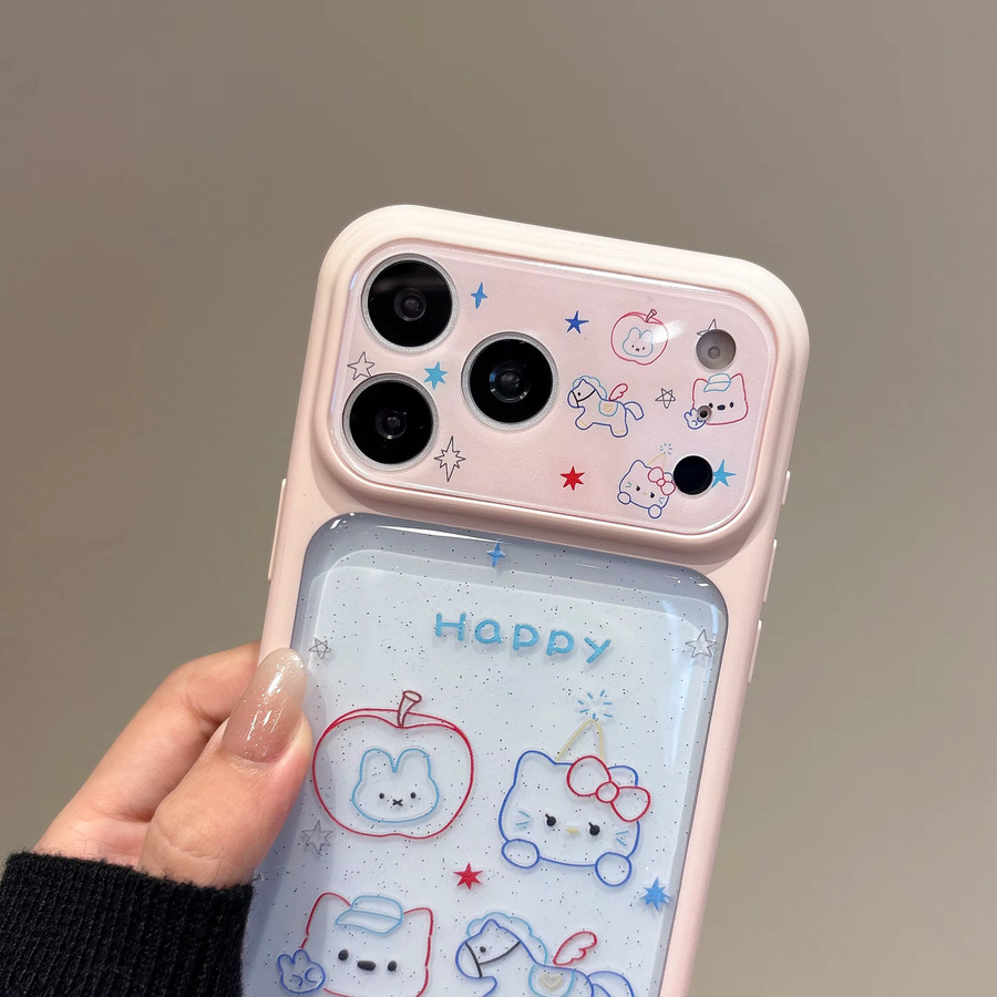 Sanrio Hello Kitty Bunny Pony Handyhülle für iPhone 17 16 15 Pro Max, Transparent Pink mit Glitzer und stoßfestem Linsenrahmen - Bild 2