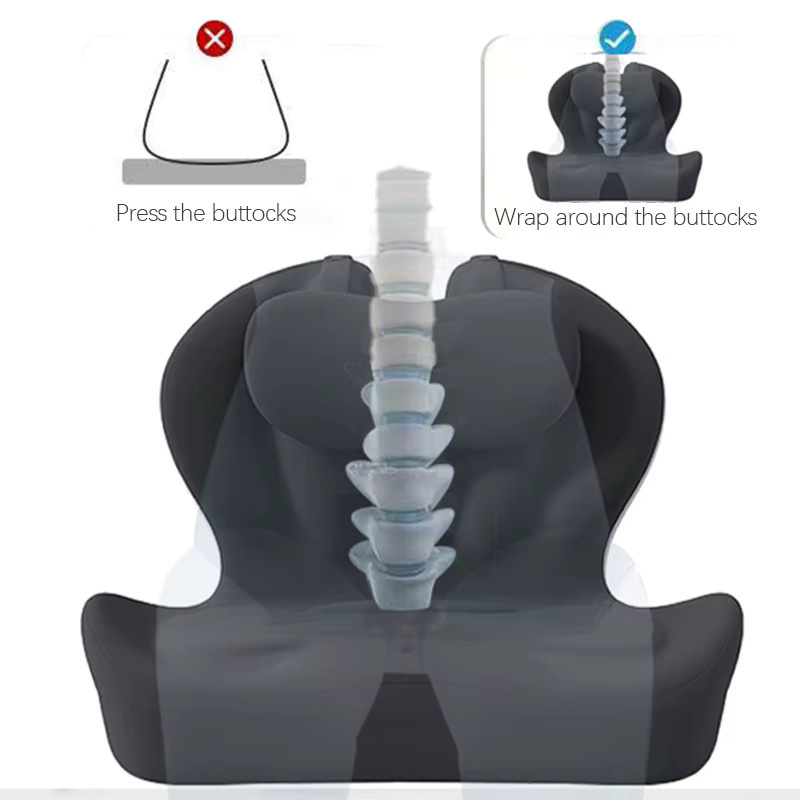 HEHUAI HT Ergonomisches Memory-Schaum Lendenkissen in Schwarz mit Baumwollbezug, Verstellbares 2-in-1 Unterer-Rücken-Stützkissen - Bild 3