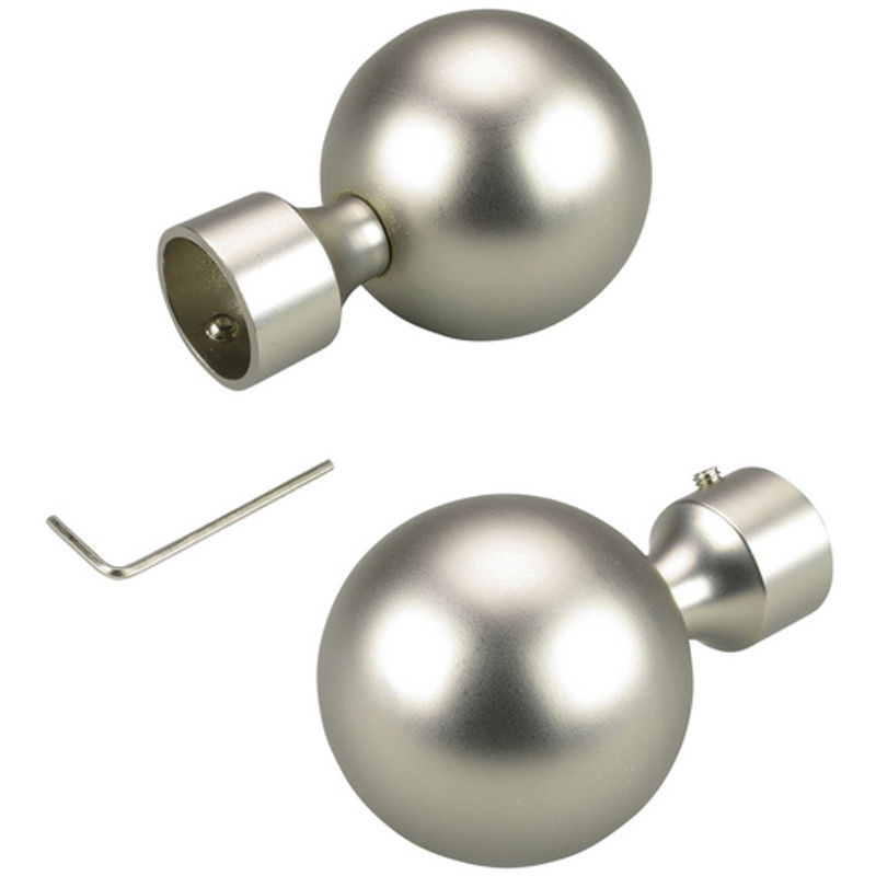 LIEDECO Endstück Kugel aus Metall für Stangen, 2 Stück, Silber, Durchmesser: 16 mm - Bild 2