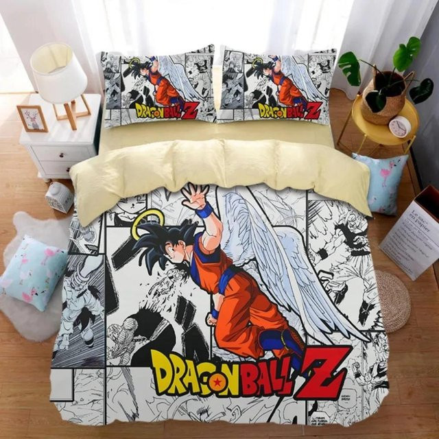Anime Goku Super Saiyan Bettwäsche-Set aus Mikrofaser, 3-teilig, B/H: 200 x 230 cm, Mehrfarbig - Bild 1