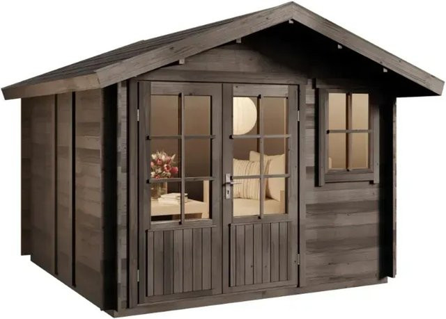 Alpholz Gartenhaus Set Palermo Imprägniert in Grau inklusive Dacheindeckung und Fußboden B/T: 331 x 331 cm - Bild 1