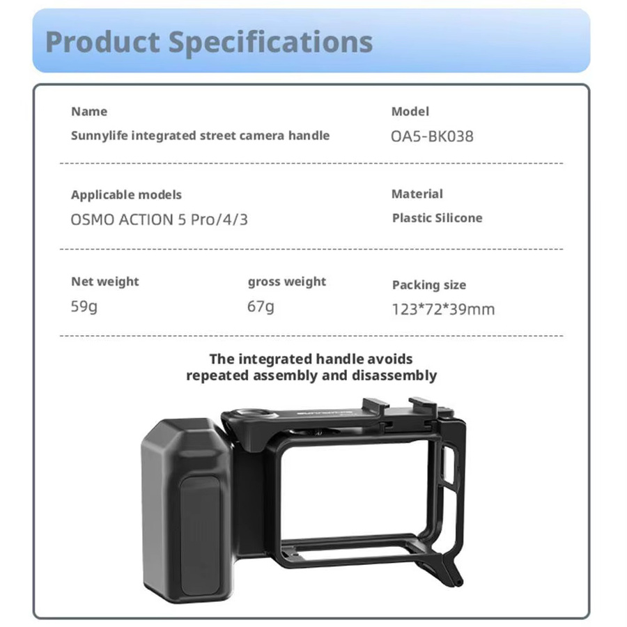 DJI Street Grip Kit Käfig mit Seiten-Griff und Quick Release Halterung für Osmo Action 5 Pro, 4 und 3 in Schwarz - Bild 6