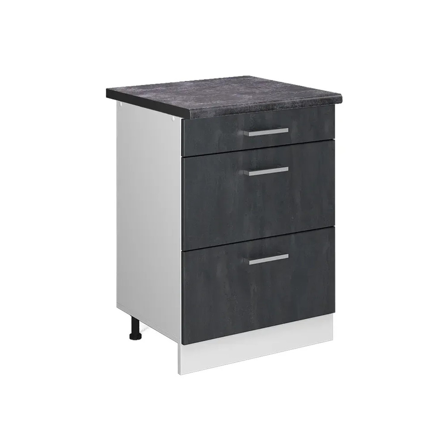 Vicco Küchenunterschrank R-Line Schubladenschrank in Schwarz Beton und Anthrazit mit weißem Korpus, Breite: 60 cm - Bild 2