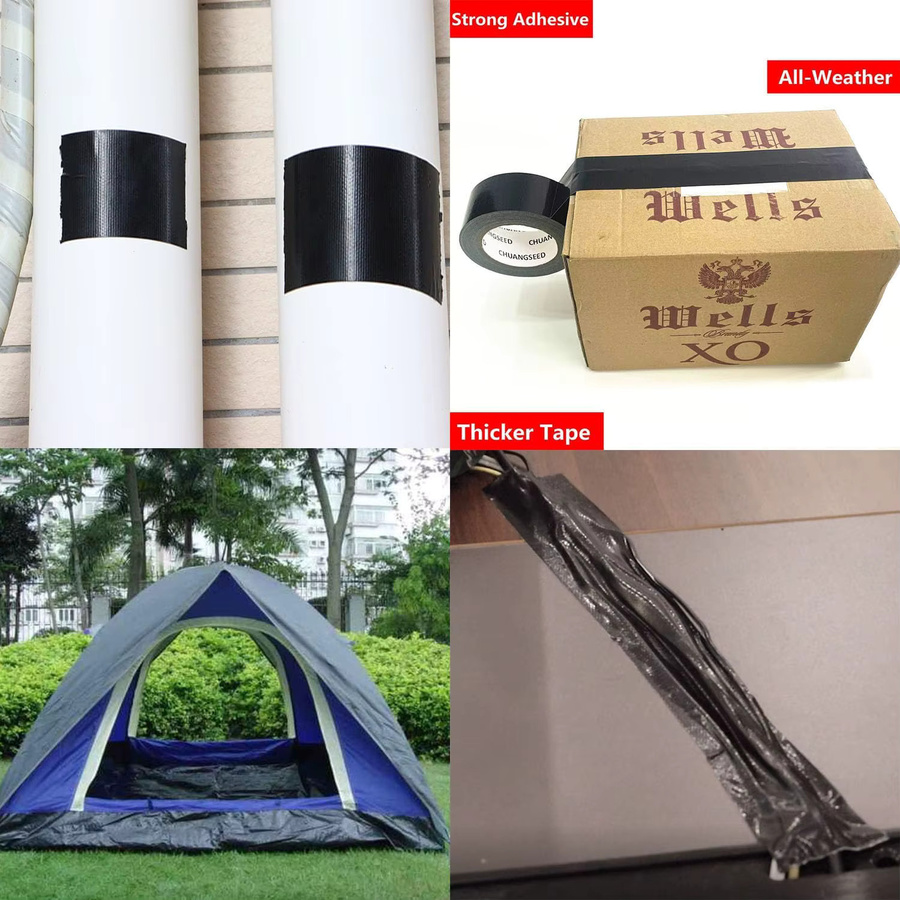 Schwarzes Reparaturband aus Stoff, wasserdichtes und stark klebendes Klebeband für Zelt, Boot, Wohnmobil und Leder, Breite: 5 cm - Bild 2