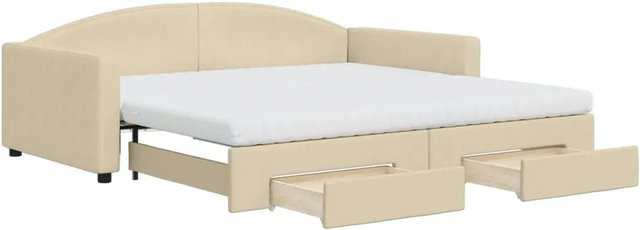 vidaXL Tagesbett ausziehbar mit Schubladen in Creme Beige B/T/H: 223 x 100 x 75 cm - Bild 1