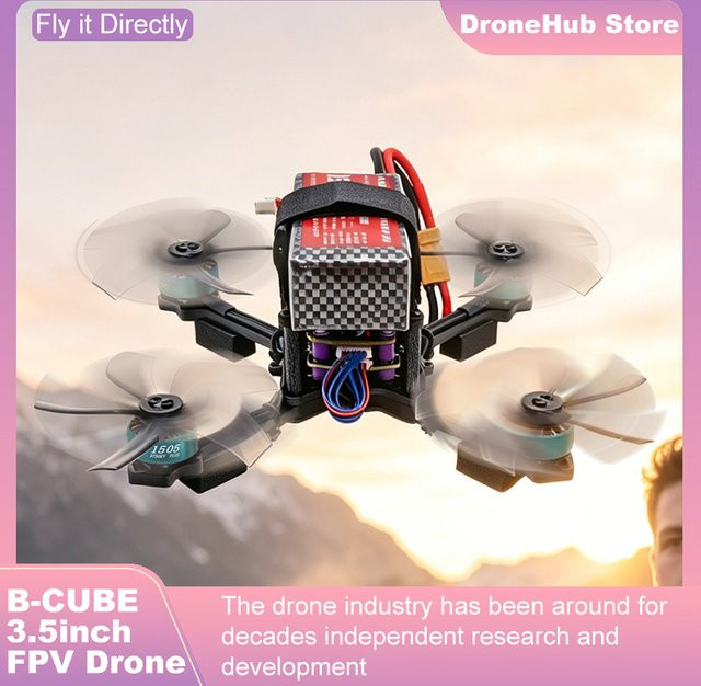 RCTOSKY B-CUBE 3,5-Zoll FPV-Drohnen-Rahmenkit aus Kohlefaser für Renndrohnen-Quadcopter in Schwarz - Bild 1