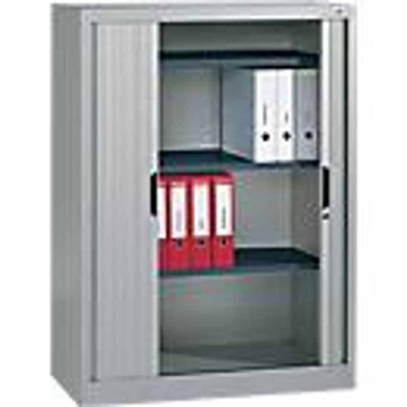 C + P Omnispace Rollladenschrank aus Stahl und Kunststoff, abschließbar, grau, B/T/H: 100,0 x 42,0 x 134,5 cm - Bild 2