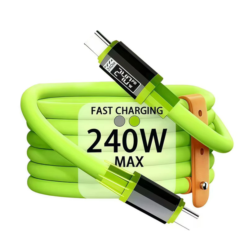 240W 10A USB-C auf USB-C Silikon-Schnellladekabel für Samsung, iPhone und Xiaomi in Grau oder Grün - Bild 4