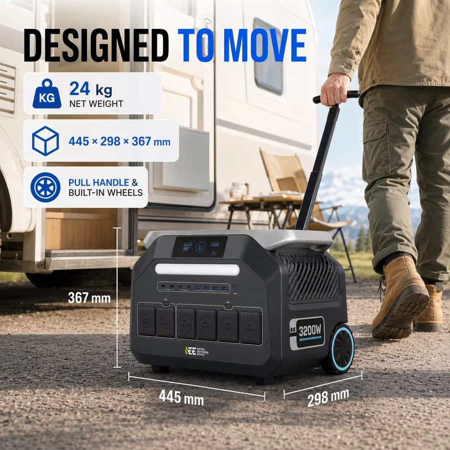 IEE P3200 Tragbare Powerstation 2048Wh LiFePO4 Solar-Generator 3200W mit 1000W Solar-Eingang in Grau - Bild 7