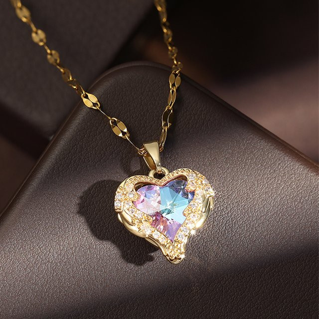 ZAKOL Halskette Edelstahl, Gold, Zirkonia, Kristall, Unisex - Bild 1