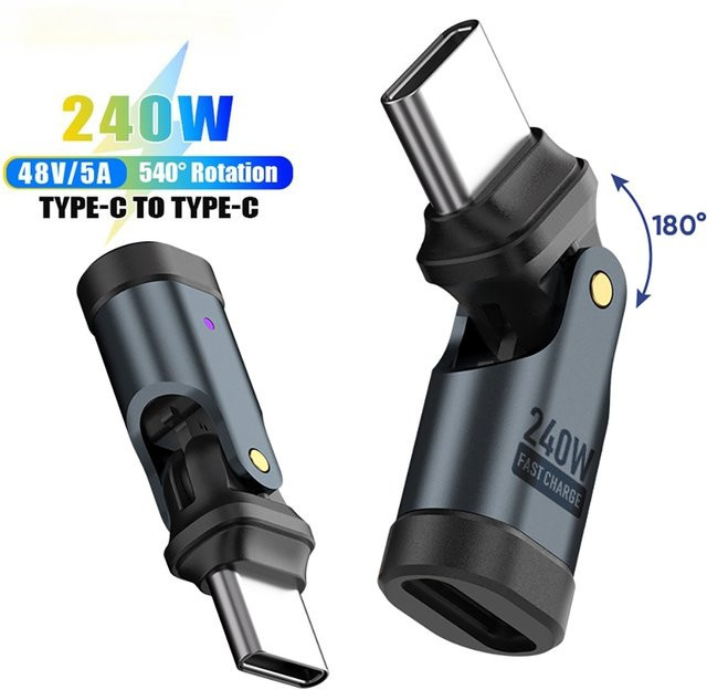 240W USB C auf Typ C OTG Schnellladeadapter Konverter in Grau für iPhone 16 und MacBook - Bild 1