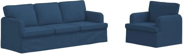 vidaXL Sofa 2-teilig in Blau mit Stoffbezug und Metallrahmen, L-Form, B/T/H: 144 x 80 x 85 cm - Bild 1