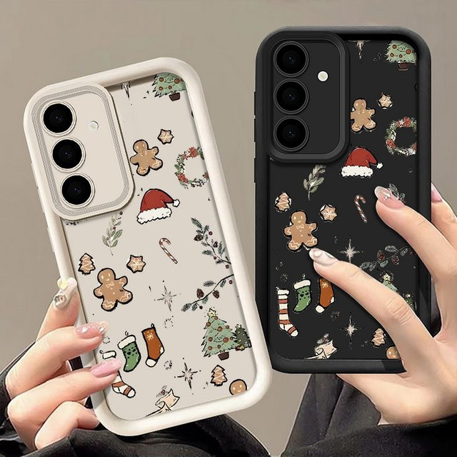 Weihnachtliche Handyhülle mit Cartoon-Design für Samsung Galaxy S25 S24 S23 S22 Ultra FE A55 A54 A15 A16 A17 A26 A36 A56 5G in Weiß - Bild 1