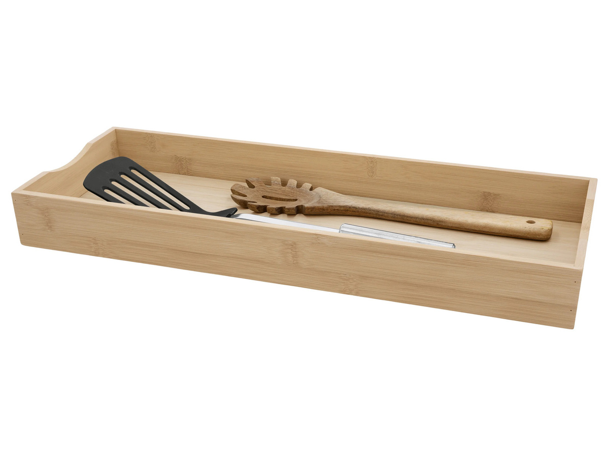 SILVERCREST Besteckkasten Schubladen-Einsatz aus Bambus und Kunststoff, Beige, B: 50 cm, T: 32 cm, H: 5,3 cm - Bild 2