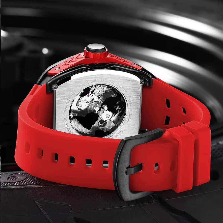 LIGE Armbanduhr Automatik, Silikon, Schwarz, Herren - Bild 3