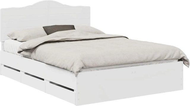 vidaXL Bettrahmen mit Schubladen aus Holzwerkstoff in Weiß, B/T/H: 160 x 200 x 38,31 cm - Bild 1