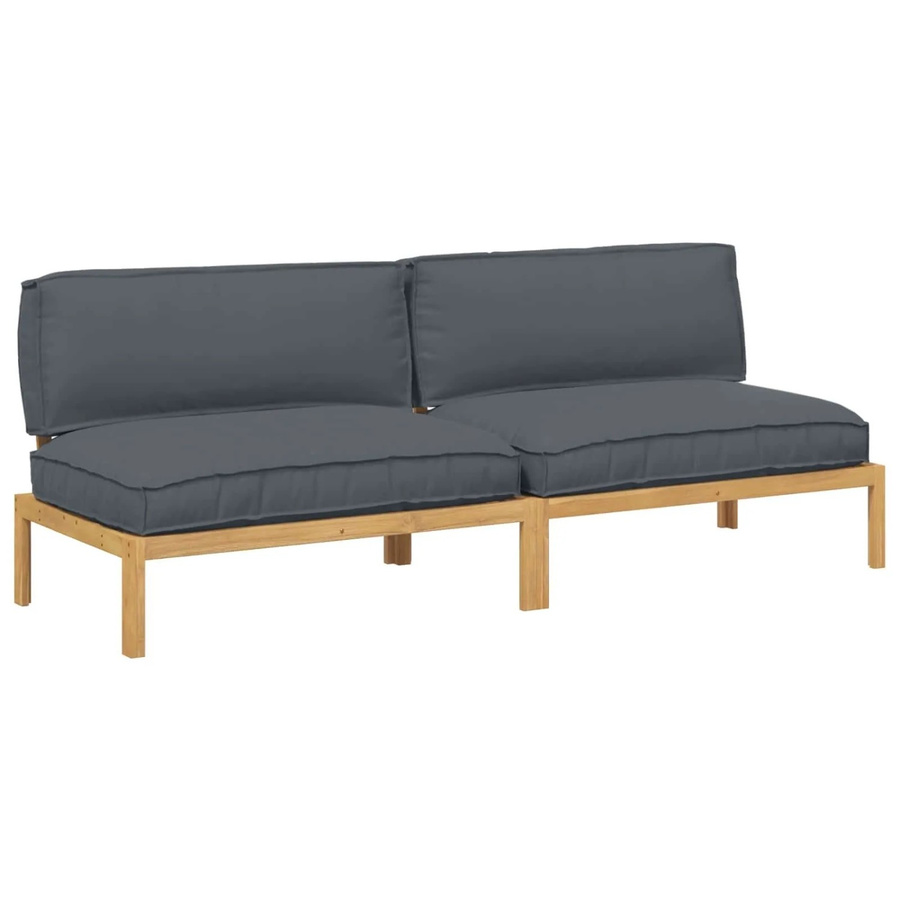 vidaXL Gartenmöbel Set aus Akazienmassivholz in Anthrazit mit 2-Sitzer Sofa und Lounge Sessel, B/T/H: 240 x 92 x 69 cm - Bild 2