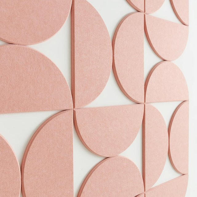 Selbstklebende Akustikplatten in Halbkreisform aus Filz, schalldichte Wandpaneele für Wand und Decke, Farbe: Pink, 12er-Pack oder 24er-Pack - Bild 1