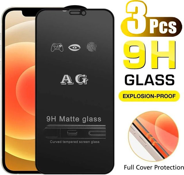3er-Set AG Matte Displayschutzfolien aus gehärtetem Glas für Apple iPhone 11 bis iPhone 16 Pro Max, stoßfest und Full Screen Protector, transparent - Bild 1