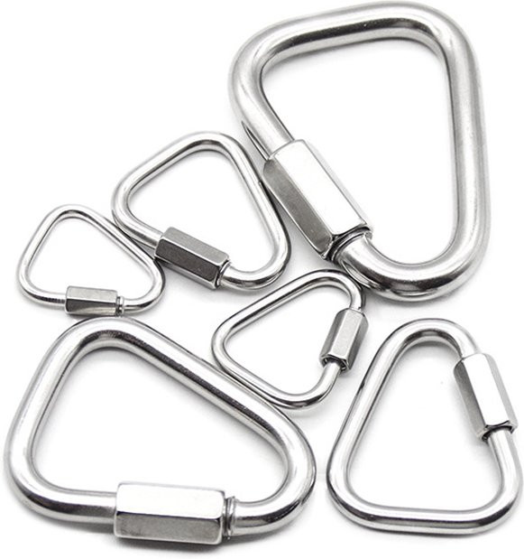 NERISXB Schnellkupplungen aus Edelstahl 304 in Silber, dreieckige Karabiner-Verriegelungsklammern mit Schraubenmutter für Kettenverbinder und Haken - Bild 1
