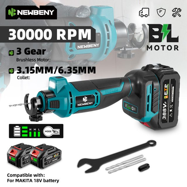NEWBRNY Bürstenloses elektrisches Trockenbau-Ausschnittwerkzeug und kabellose Schleifmaschine in Petrol für Makita LXT Akkus - Bild 1