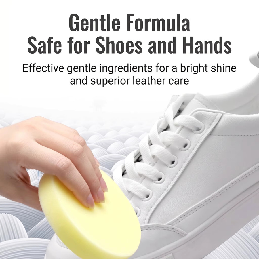 Weiße Schuhreinigungscreme als Fleckenentferner und Bleaching-Mittel für Turnschuhe inklusive Wischschwamm, 120g - Bild 2