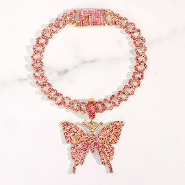 Wucifang Jewelry Fußkettchen, Kristallschmetterling, Gold, Damen, 25cm - Bild 1