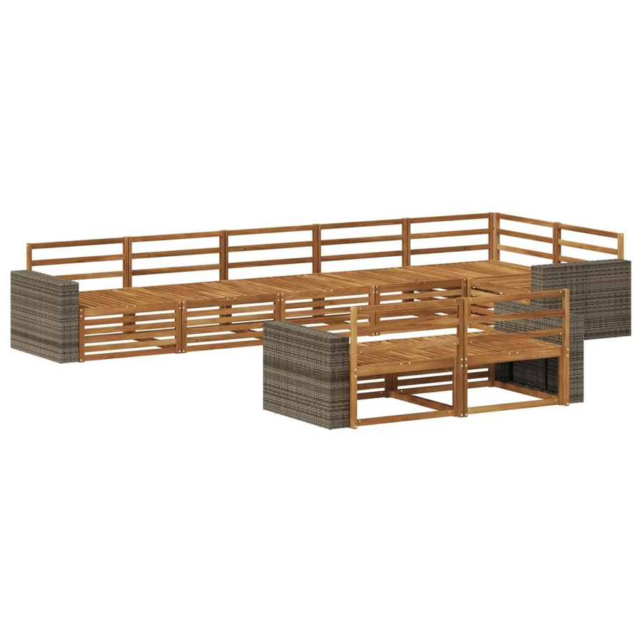 vidaXL Outdoor-Sofagarnitur aus Akazienholz in Braun, 8-teiliges L-Shape Set mit Mittelsofas, Ecksofa und Armlehnen - Bild 2