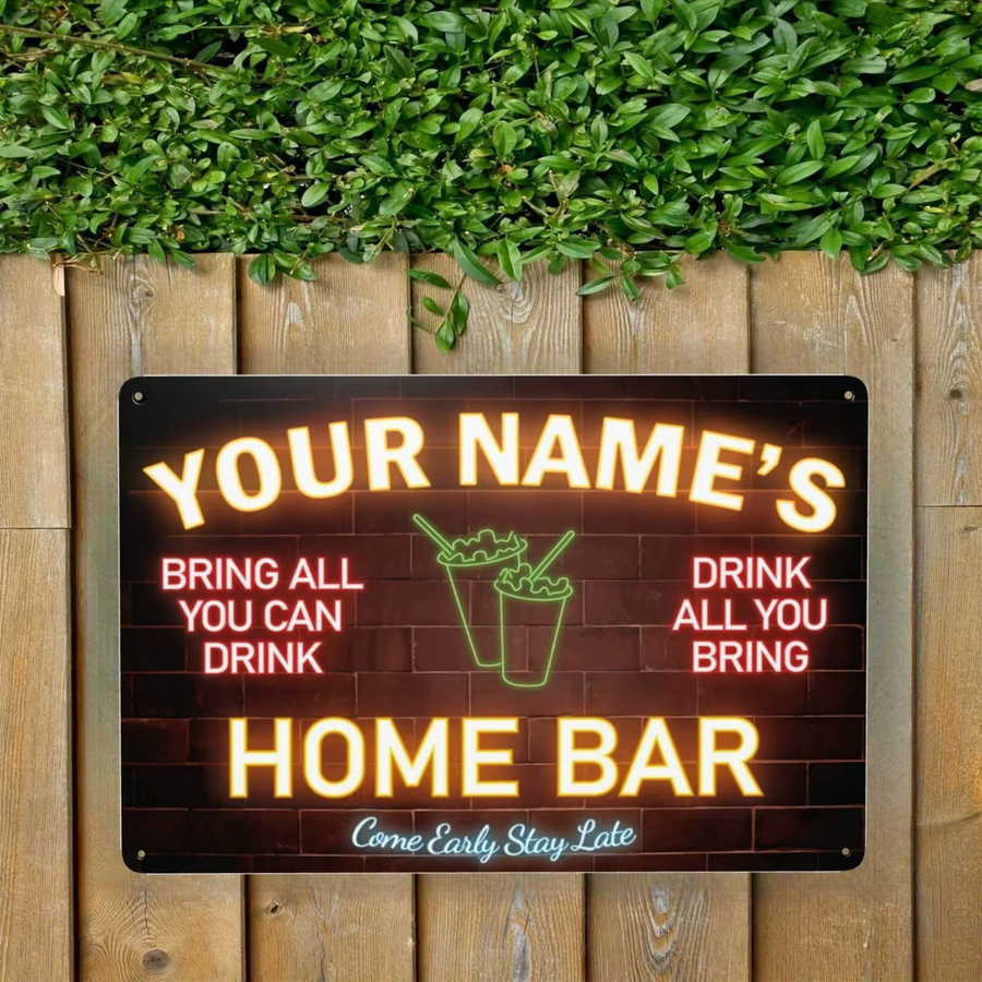 Individuelles Metallschild mit Namens-Text von CIFBUY in Rot und Multicolour als Wanddekoration im Neon-Effekt für Zuhause oder Bar - Bild 5
