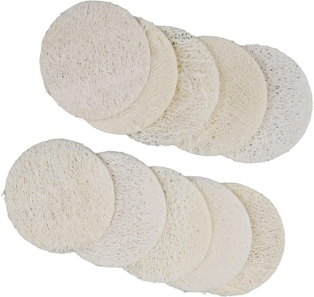 10 Stück Koogeelife Luffa Spülschwämme aus Naturfasern, beige, B/B/H: 6 x 6 x 6 cm - Bild 1