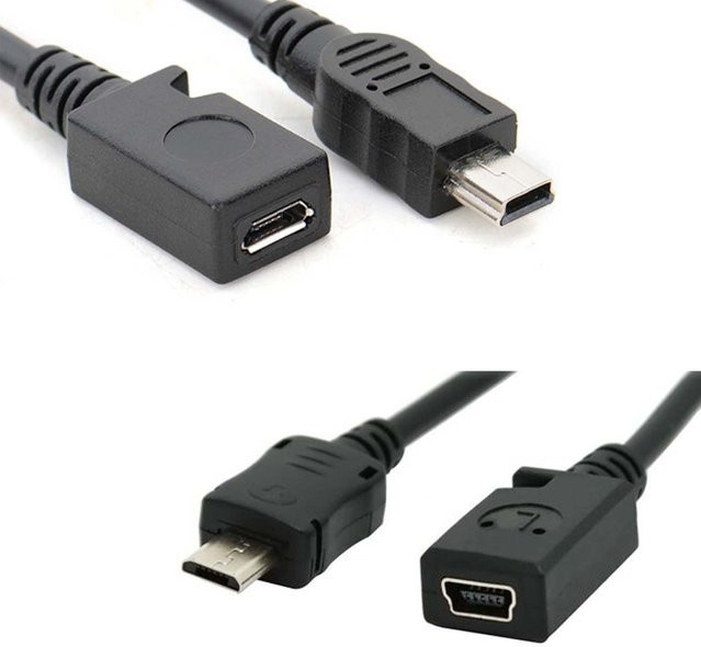 BSN Mini-USB auf Micro-USB-B Adapter Konverter in Schwarz für Daten und Laden - Bild 1