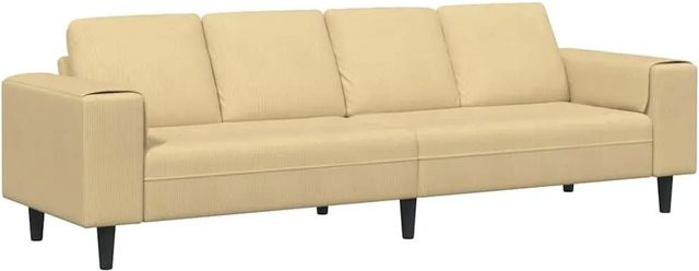 vidaXL Sofa mit Kissen in Grau-Grün aus Cordstoff, B/T/H: 250 x 77 x 76 cm - Bild 1