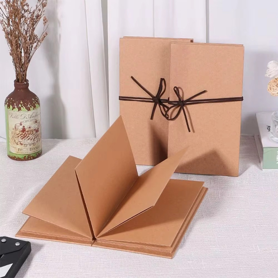 DIY Akkordeon Fotoalbum aus Kraftpapier in Braun mit 10 Seiten im Vintage-Stil - Bild 2