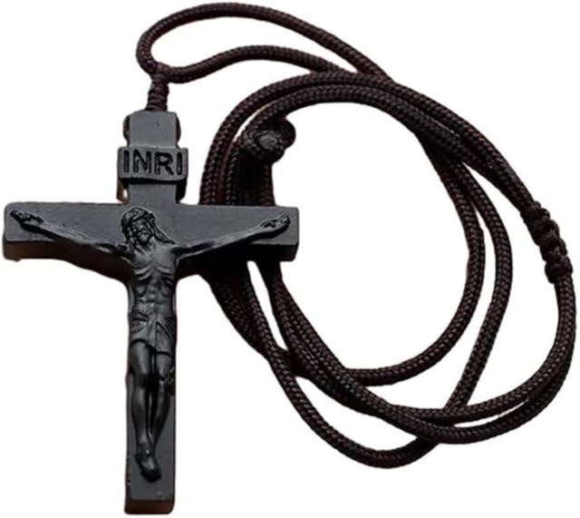 Happy Camp Halskette Jesus-Kreuz, Holz, Schwarz, Unisex - Bild 1