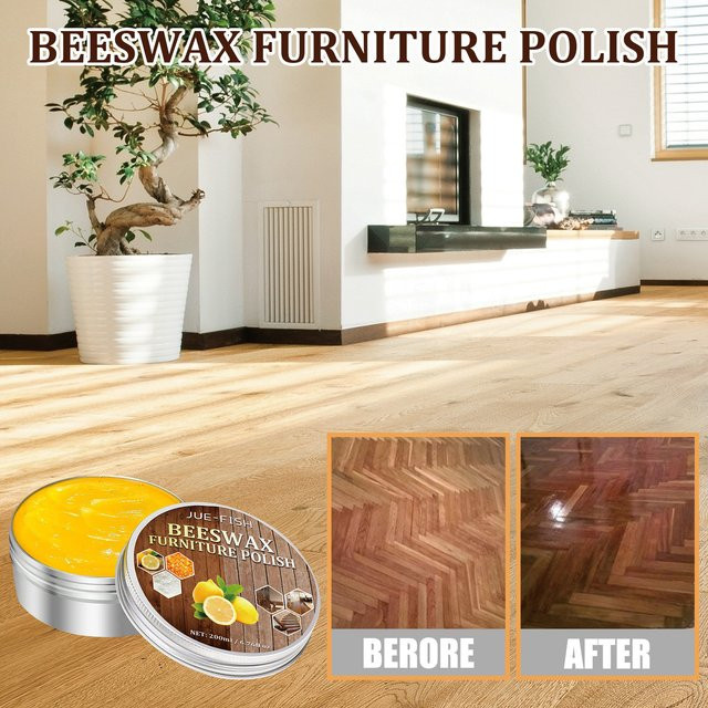 Jue-Fish Bienenwachs Möbelpolierwachs für Holzböden zur Holzpflege und Tiefenreinigung, Gelb, 100 g - Bild 1